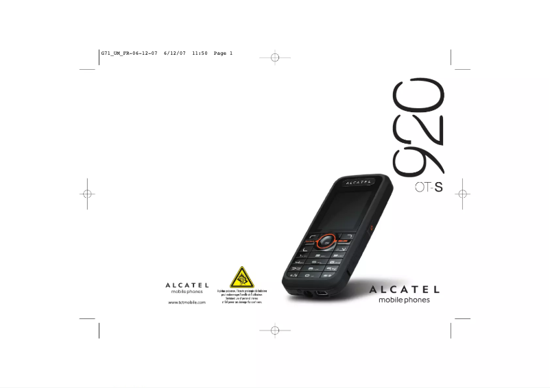 Image de la première page du manuel de l'appareil OT-S920