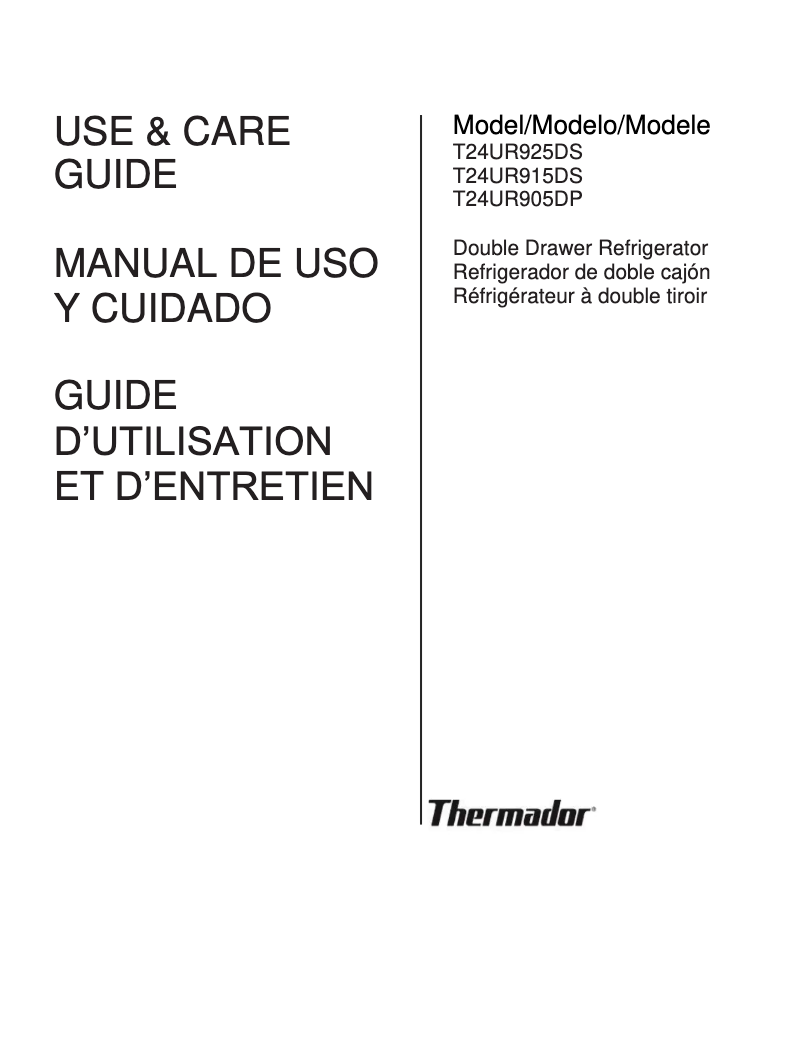 Page n°1 - Manuel utilisateur Thermador T24UR905DP
