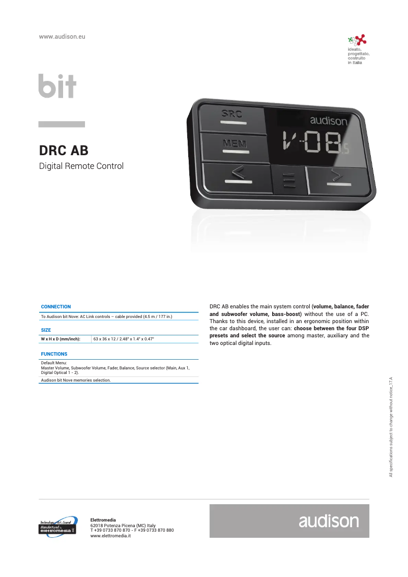 Image de la première page du manuel de l'appareil DRC AB