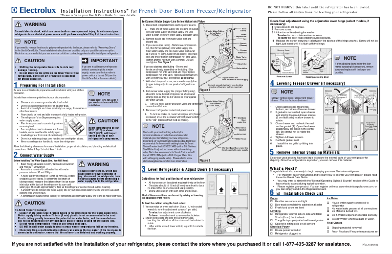 Page n°1 - Guide d'installation Electrolux EW23BC71IS