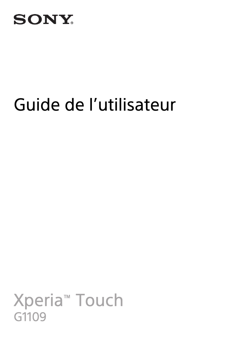 Page 1 de la notice Manuel utilisateur Sony Xperia Touch G1109
