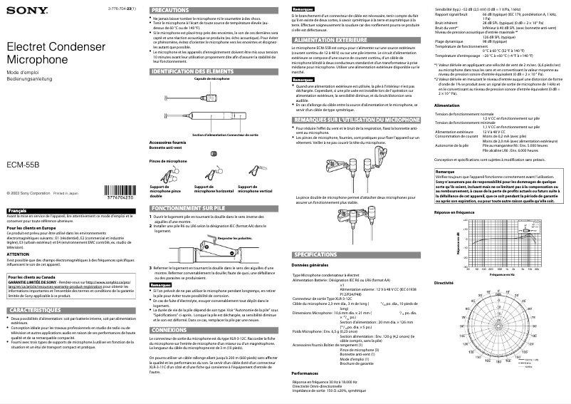 Página 1 del manual Manual de usuario Sony ECM-55B