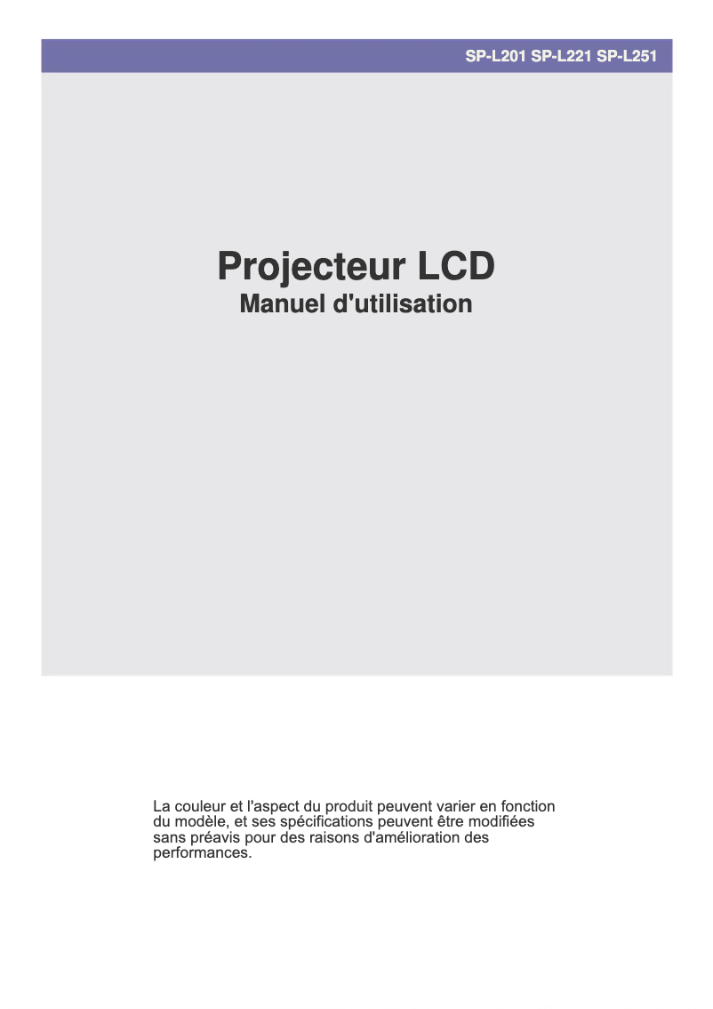 Page n°1 - Manuel utilisateur Samsung SP-L251