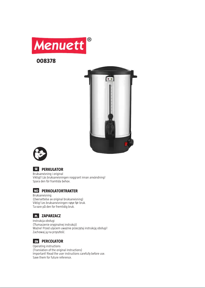 Página 1 del manual Manual de usuario Menuett 008-378