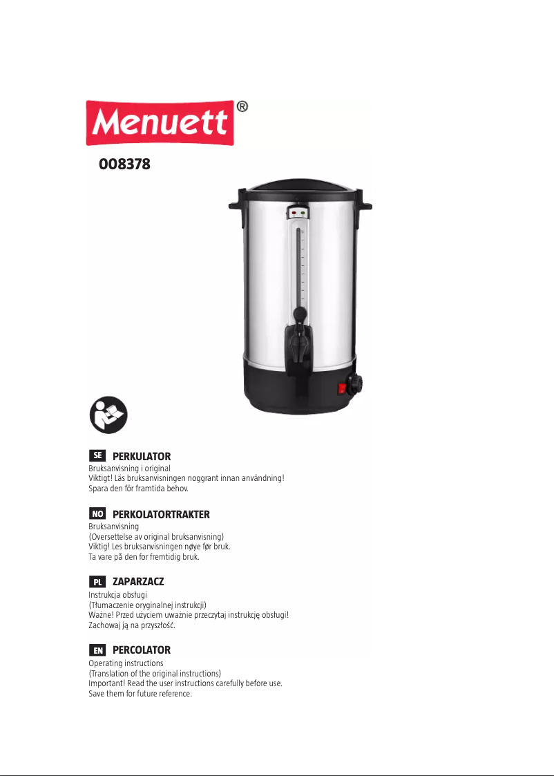 Page n°1 - Manuel utilisateur Menuett 008-378