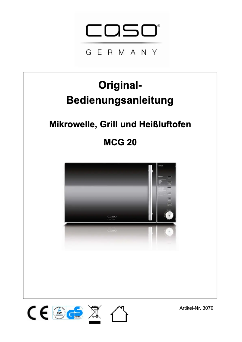 Page 1 de la notice Manuel utilisateur Caso MCG 20