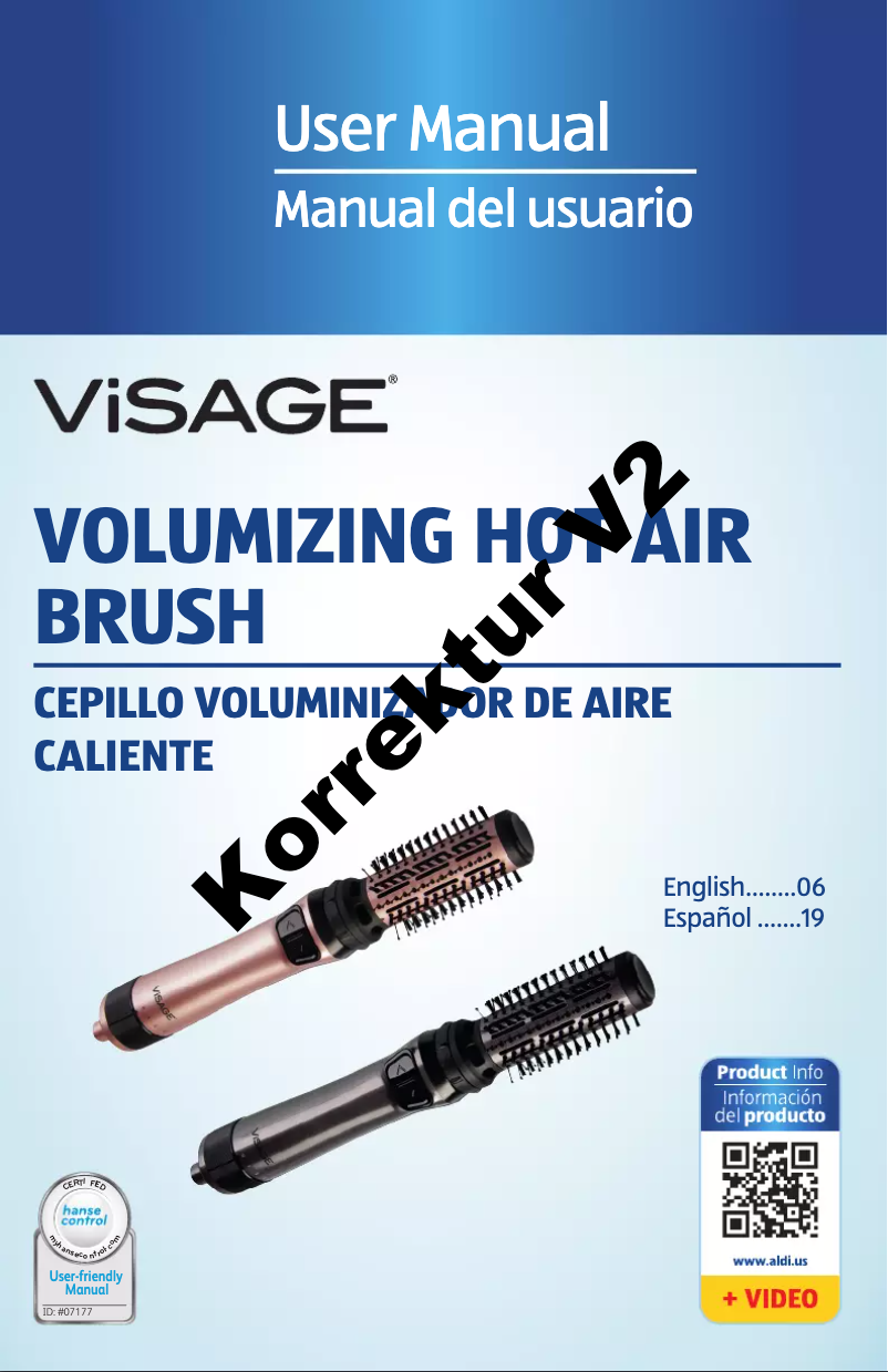 Page 1 de la notice Manuel utilisateur Visage Volumizing Hot Air Brush HB-850