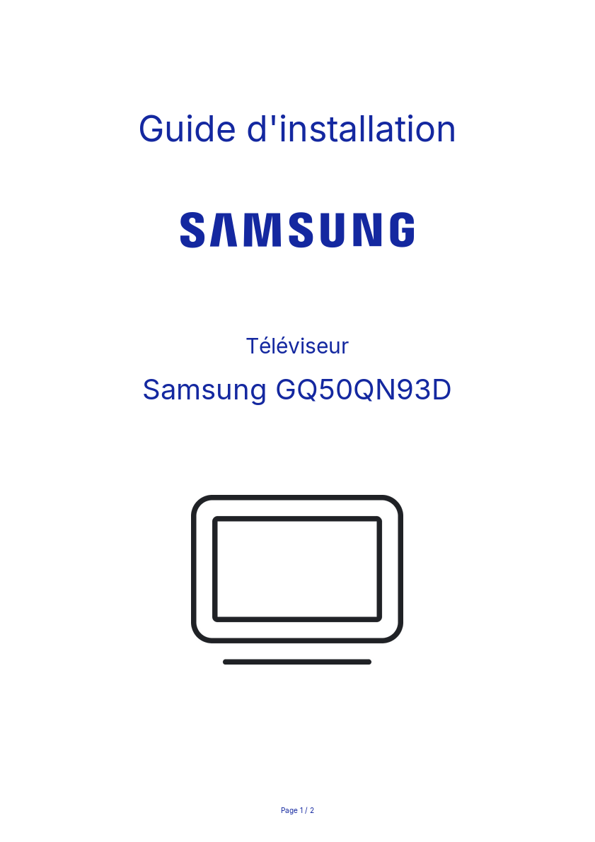 Page n°1 - Guide d'installation Samsung GQ50QN93D