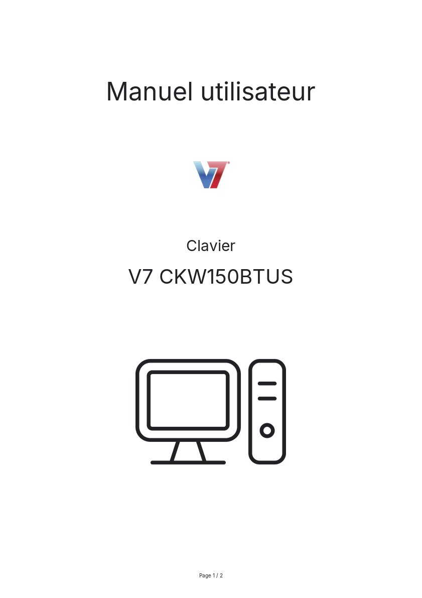 Page n°1 - Manuel utilisateur V7 CKW150BTUS
