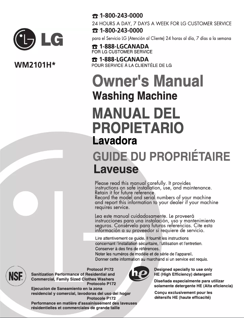 Page n°1 - Manuel utilisateur LG WM2101HW