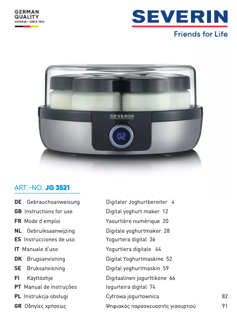 Page n°1 - Fiche technique Severin JG 3521