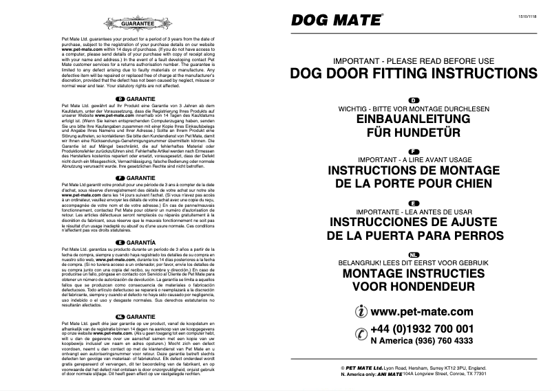Imagen de la primera página del manual del dispositivo Dog Mate 215W