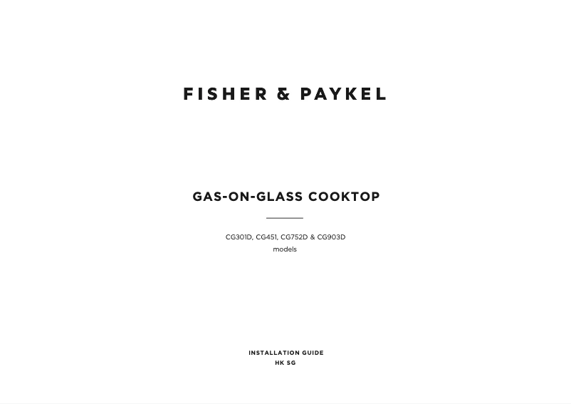 Page 1 de la notice Guide d'installation Fisher & Paykel CG451DLPGB1