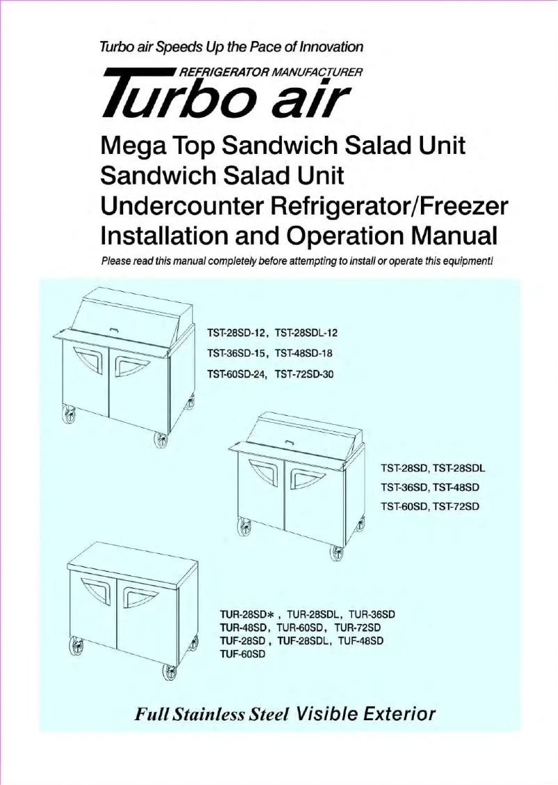 Página 1 del manual Manual de usuario Turbo air TST-48SD-18-D4-N