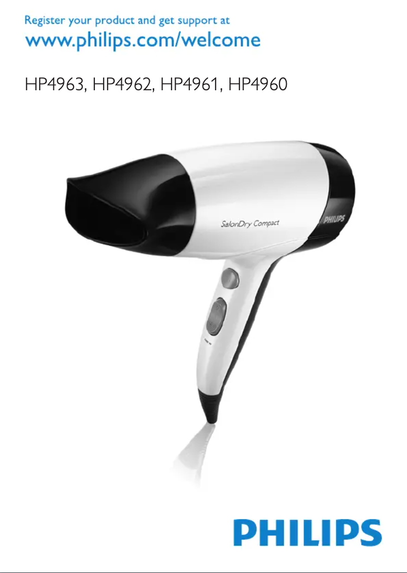 Image de la première page du manuel de l'appareil SalonDry Compact HP4960