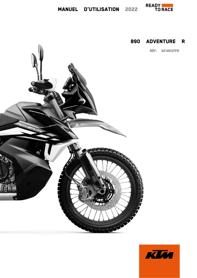 Page 1 de la notice Manuel utilisateur KTM 890 Adventure R (2022)