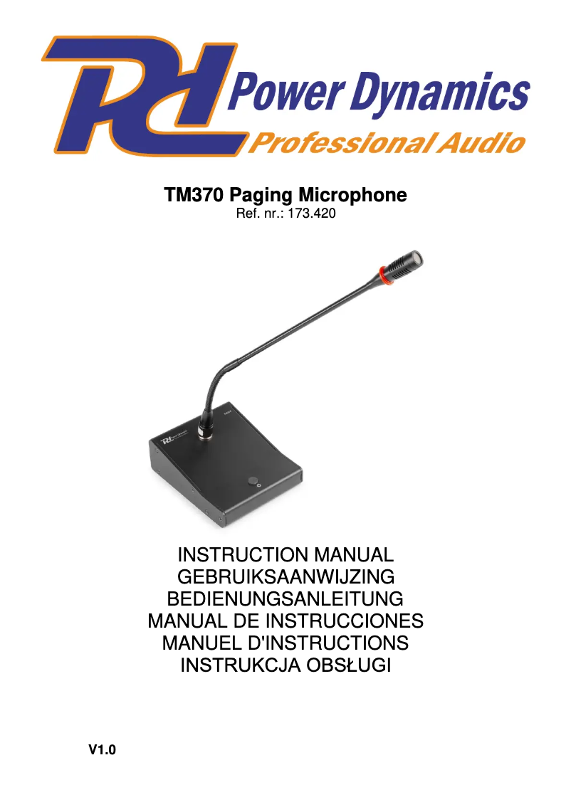 Page 1 de la notice Manuel utilisateur Power Dynamics TM370