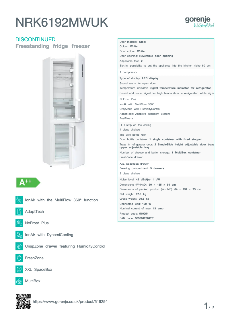 Image de la première page du manuel de l'appareil NRK6192MWUK