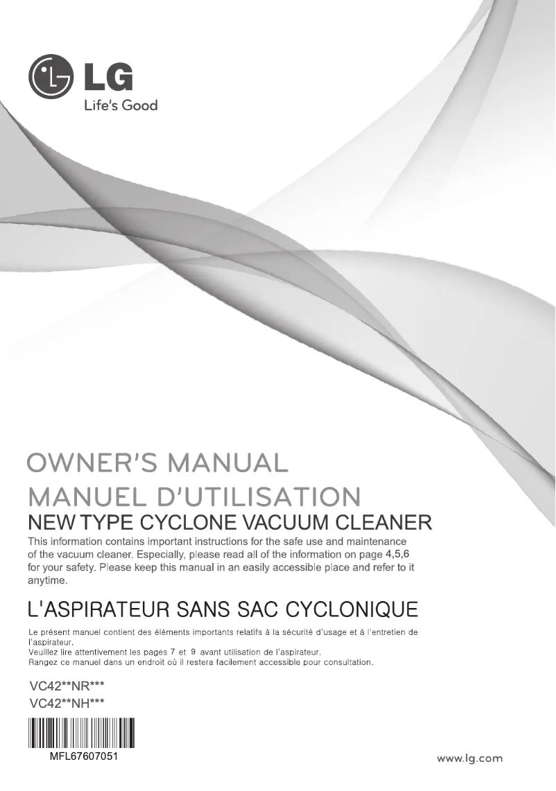 Page 1 de la notice Manuel utilisateur LG VC4220NRT