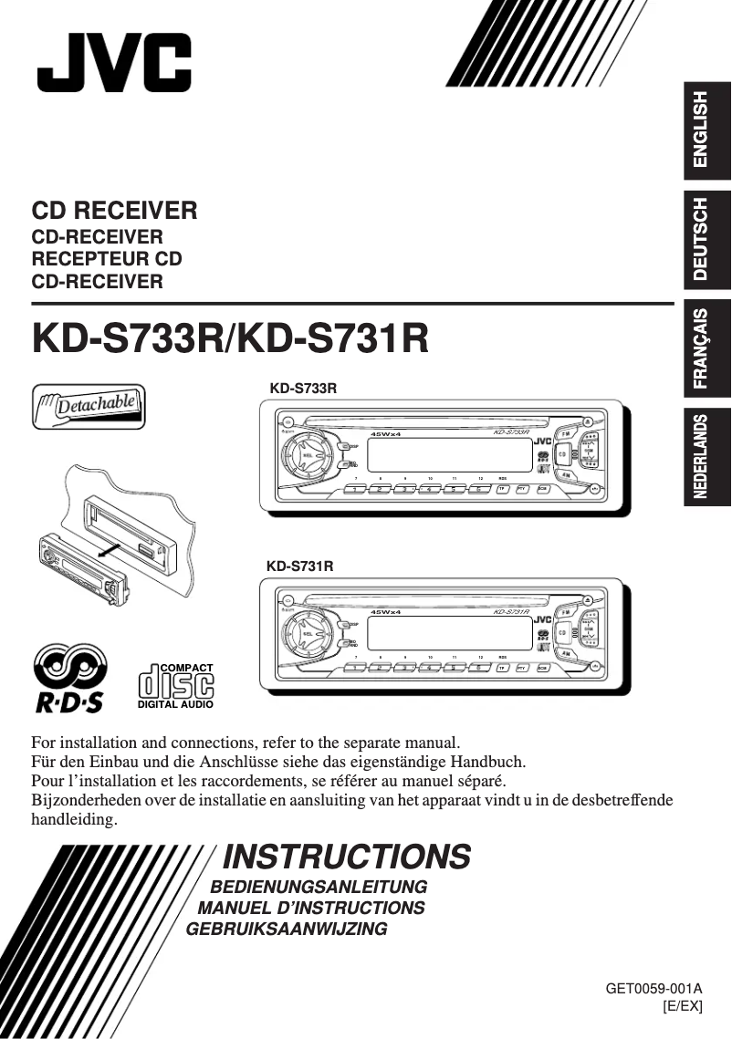 Page 1 of the manual User Manual JVC KD-S733R
