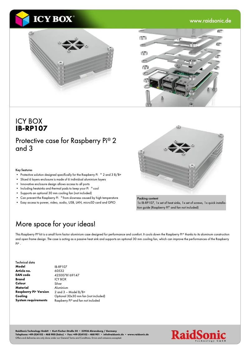 Page n°1 - Fiche technique Icy Box IB-RP107