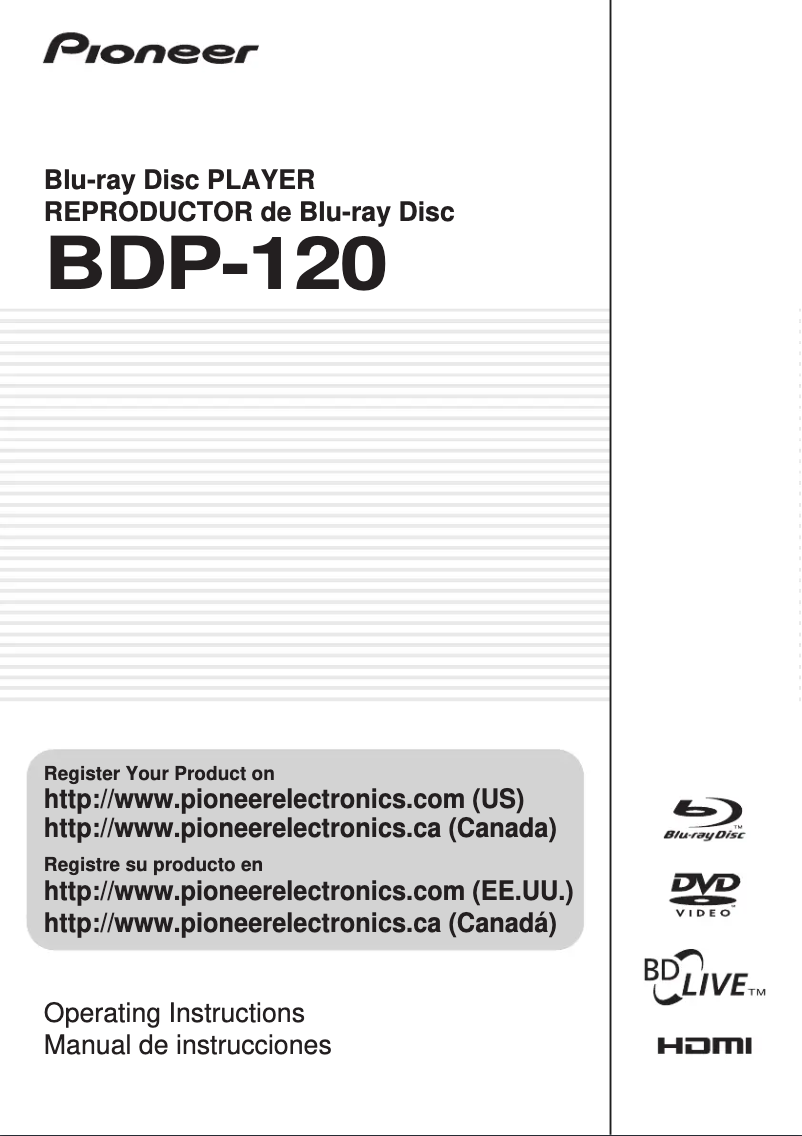 Image de la première page du manuel de l'appareil BDP-120