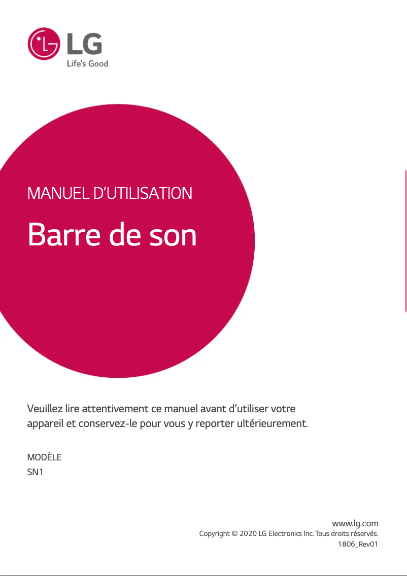 Page n°1 - Manuel utilisateur LG SN1
