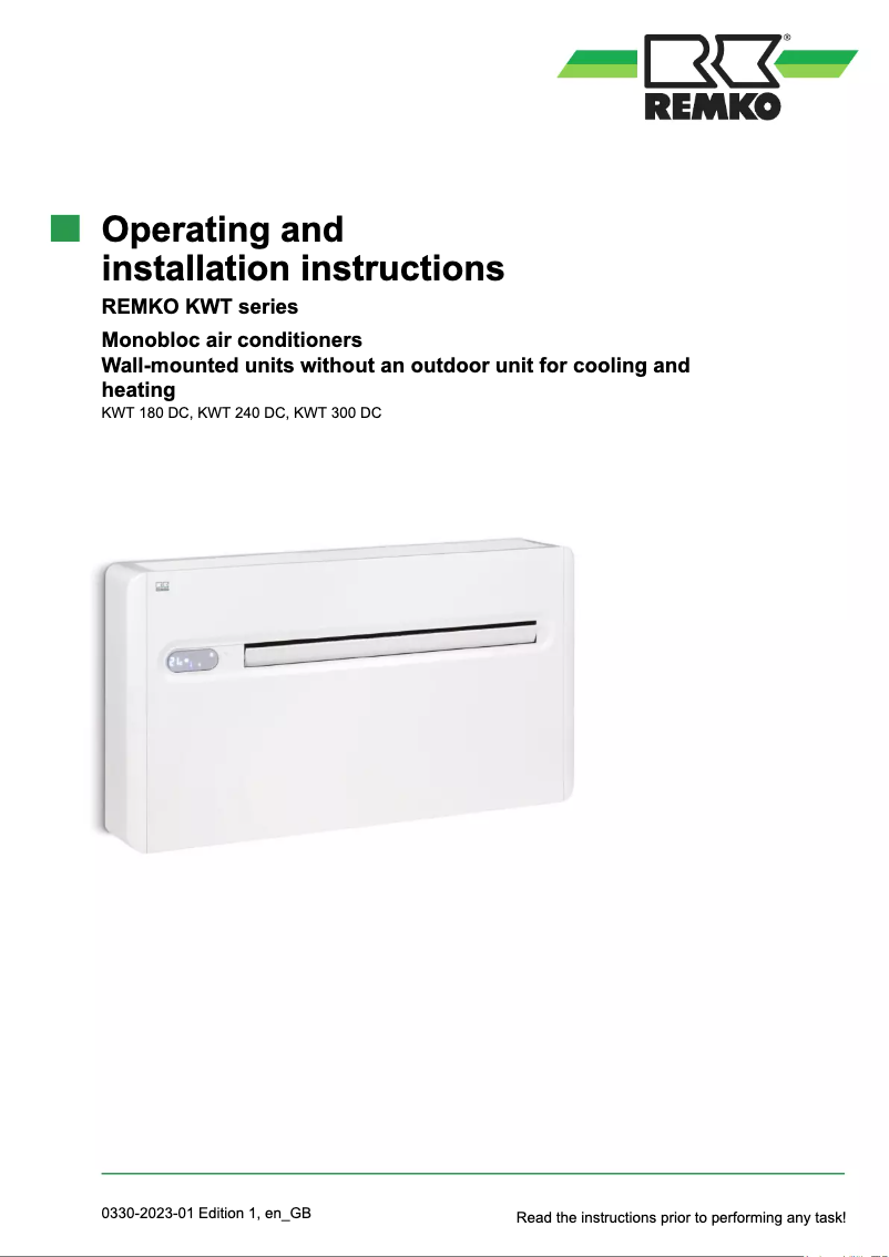 Page 1 de la notice Manuel utilisateur Remko KWT 300 DC