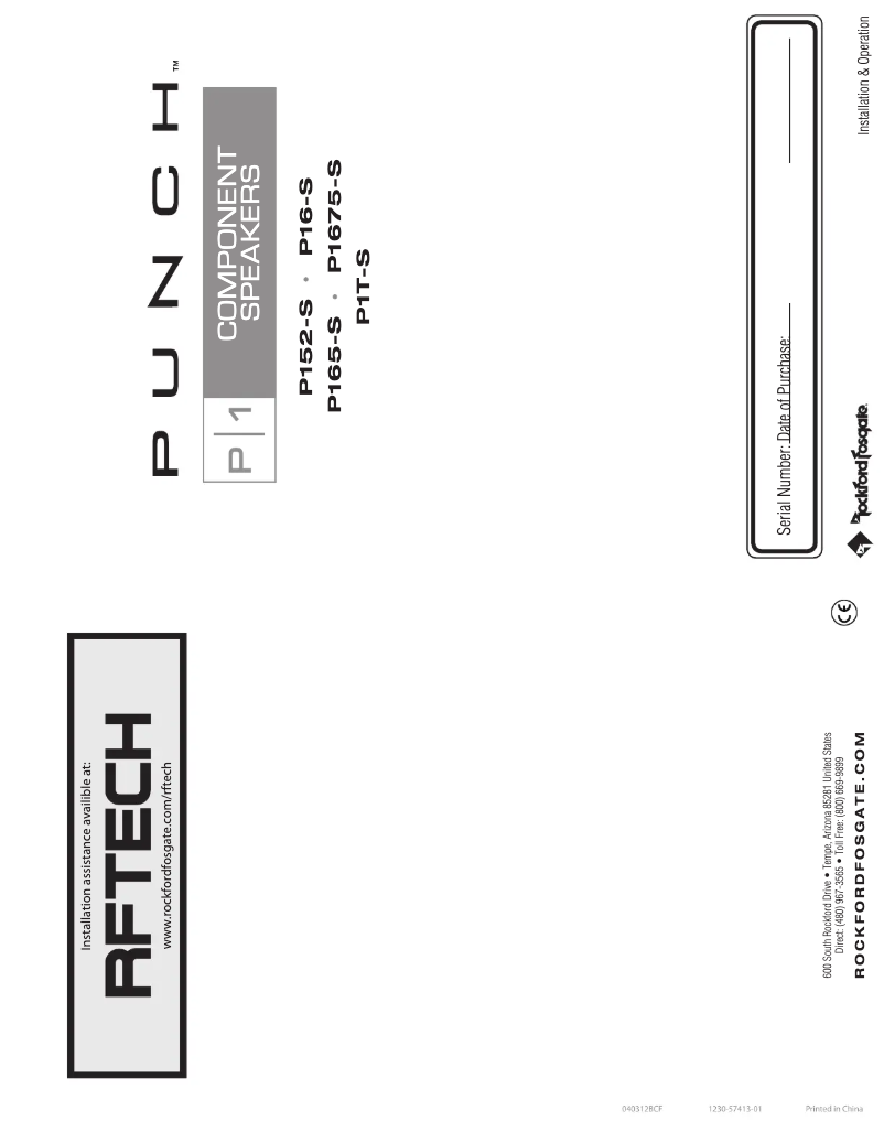 Page 1 de la notice Manuel utilisateur Rockford Fosgate Punch P16-S