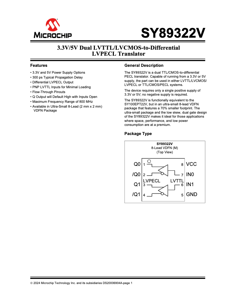 Image de la première page du manuel de l'appareil SY89322V