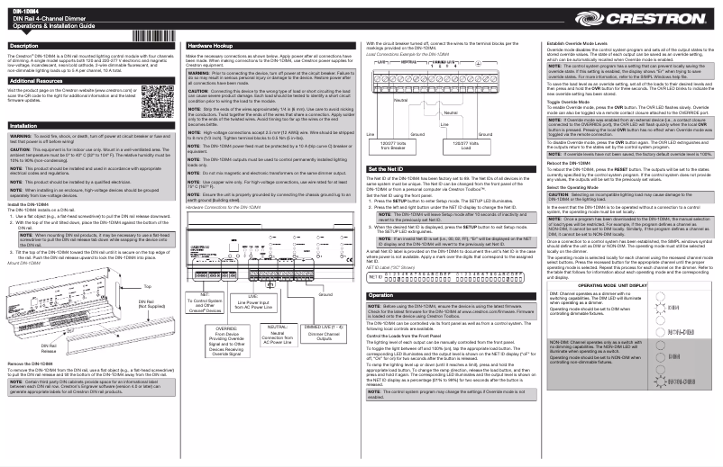 Page n°1 - Mode d'emploi Crestron DIN-1DIM4