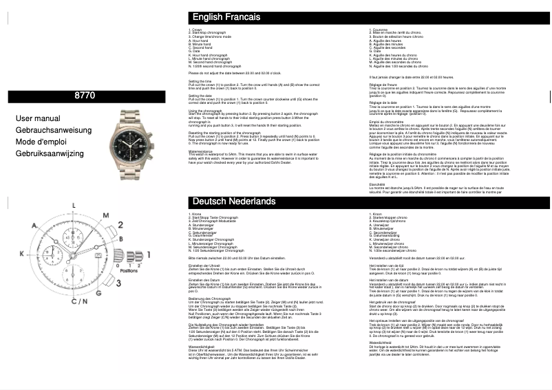 Page 1 de la notice Manuel utilisateur Davis 8770