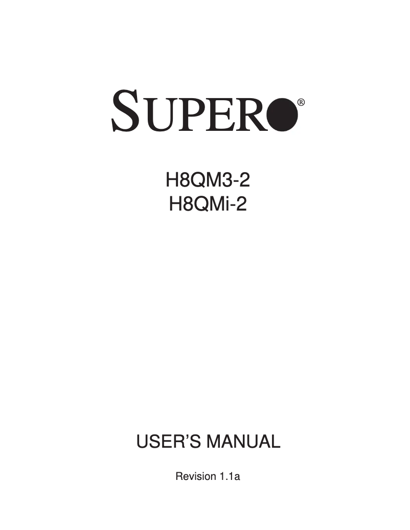 Page 1 de la notice Manuel utilisateur Supermicro MBD-H8QM3-2-B