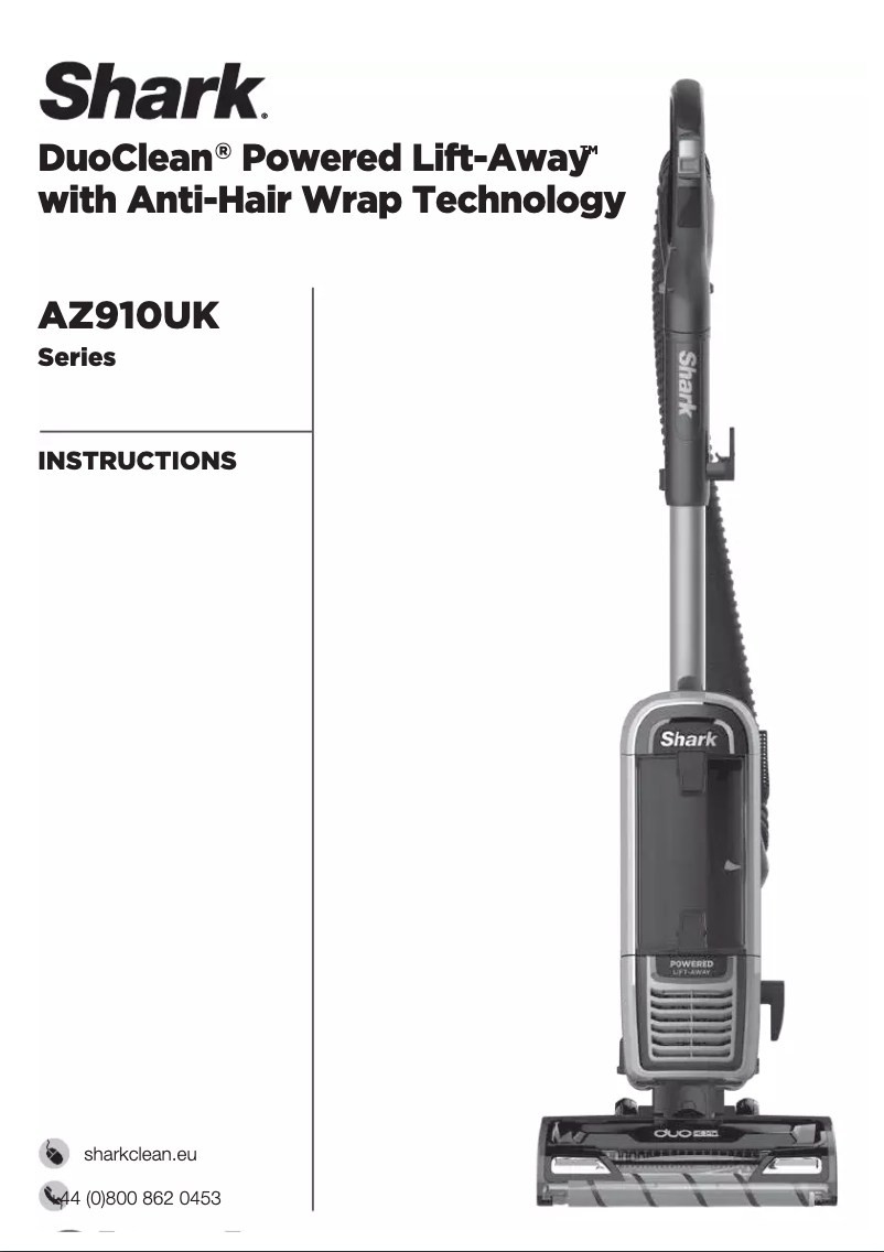 Page 1 de la notice Instructions / montage Shark DuoClean Powered Lift-Away AZ910UK