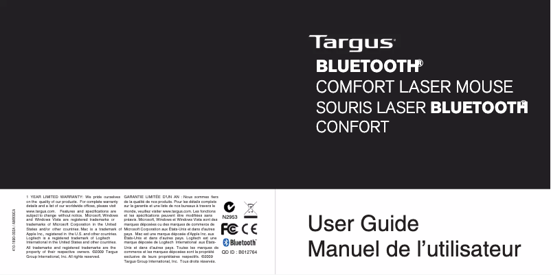 Page 1 de la notice Manuel utilisateur Targus AMB09CA