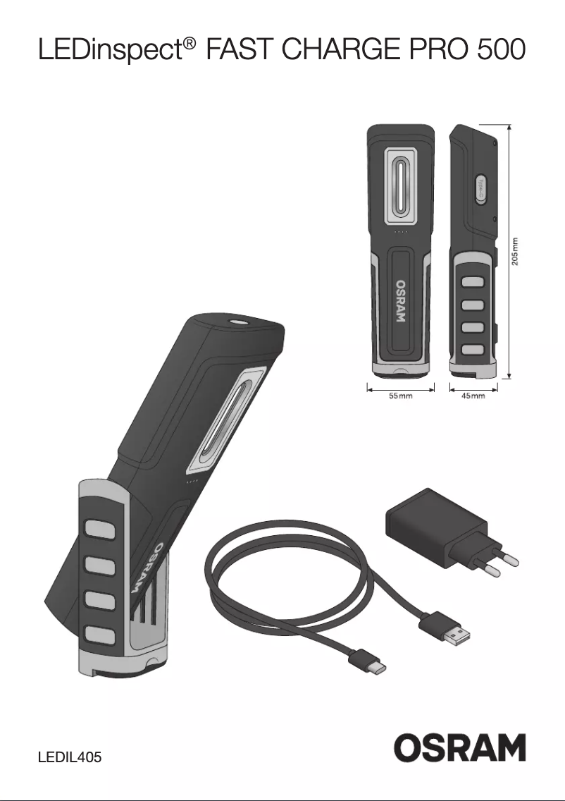 Image de la première page du manuel de l'appareil LEDinspect FAST CHARGE PRO500