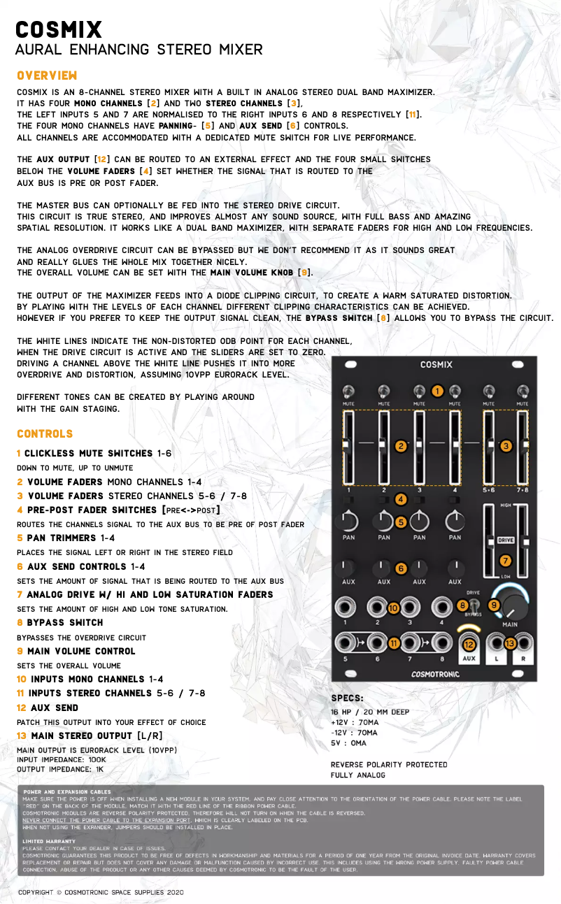 Image de la première page du manuel de l'appareil Cosmix