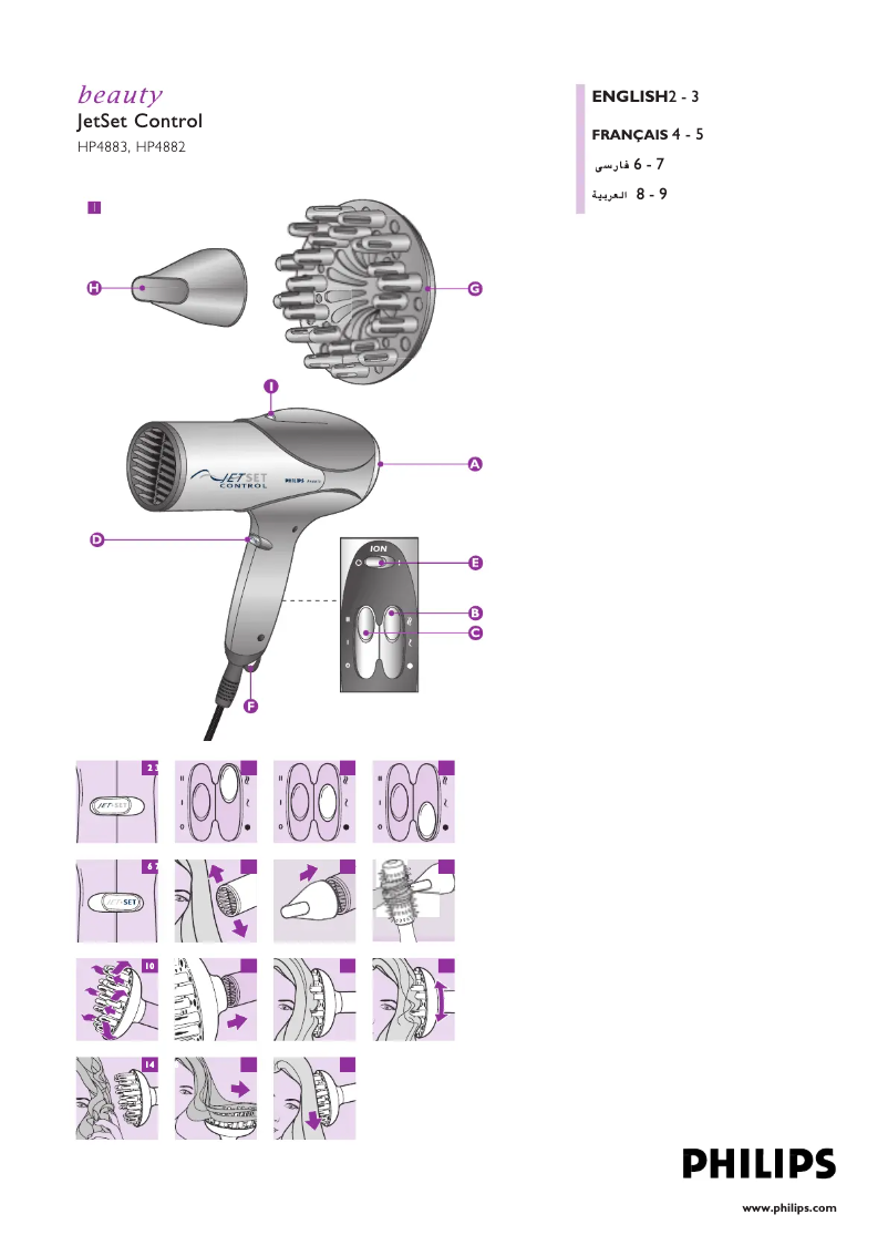 Image de la première page du manuel de l'appareil Jetset Control HP4882