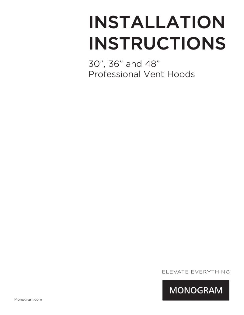 Page n°1 - Guide d'installation Monogram ZV48SSJSS