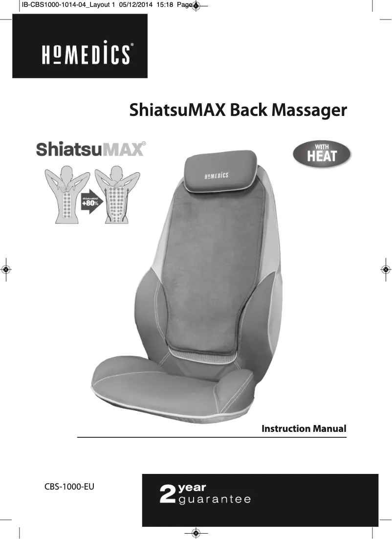 Page n°1 - Manuel utilisateur Homedics ShiatsuMAX CBS-1000-EU