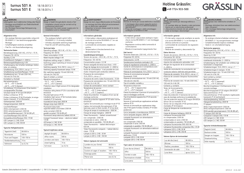 Image de la première page du manuel de l'appareil turnus 501 E