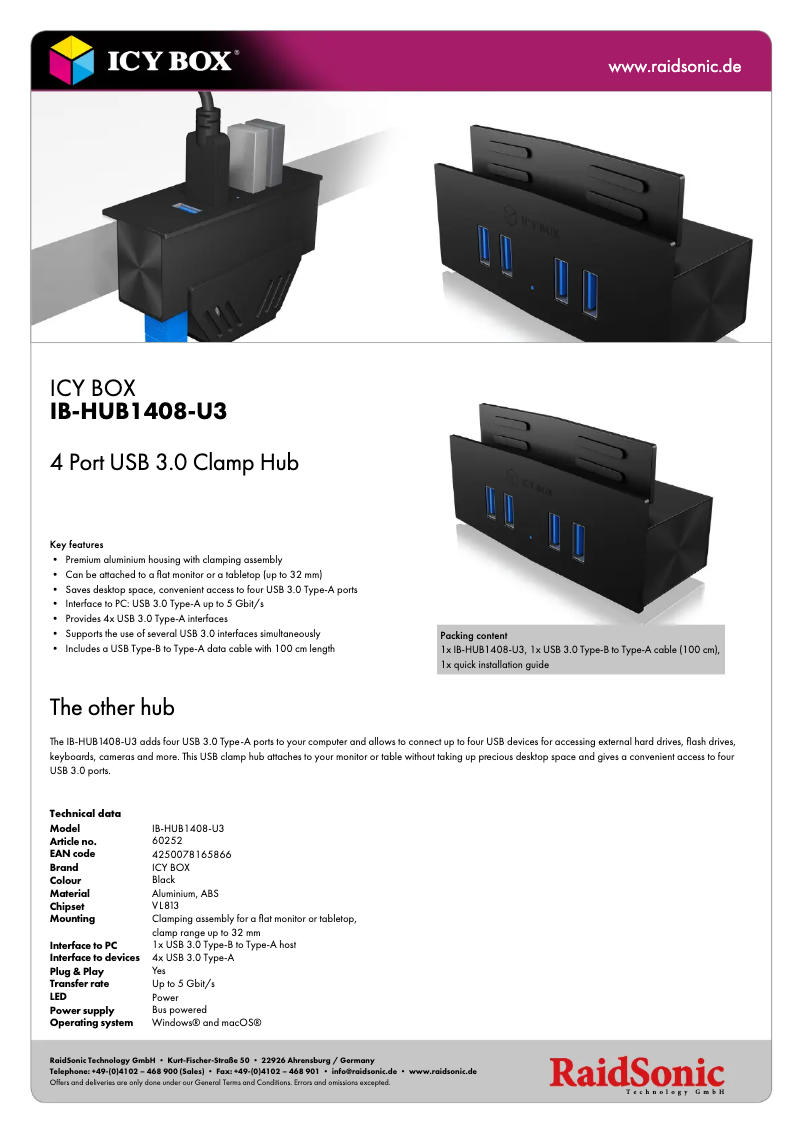 Image de la première page du manuel de l'appareil IB-HUB1408-U3
