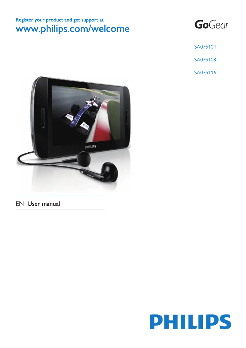 Page 1 de la notice Manuel utilisateur Philips GoGear SA075108K