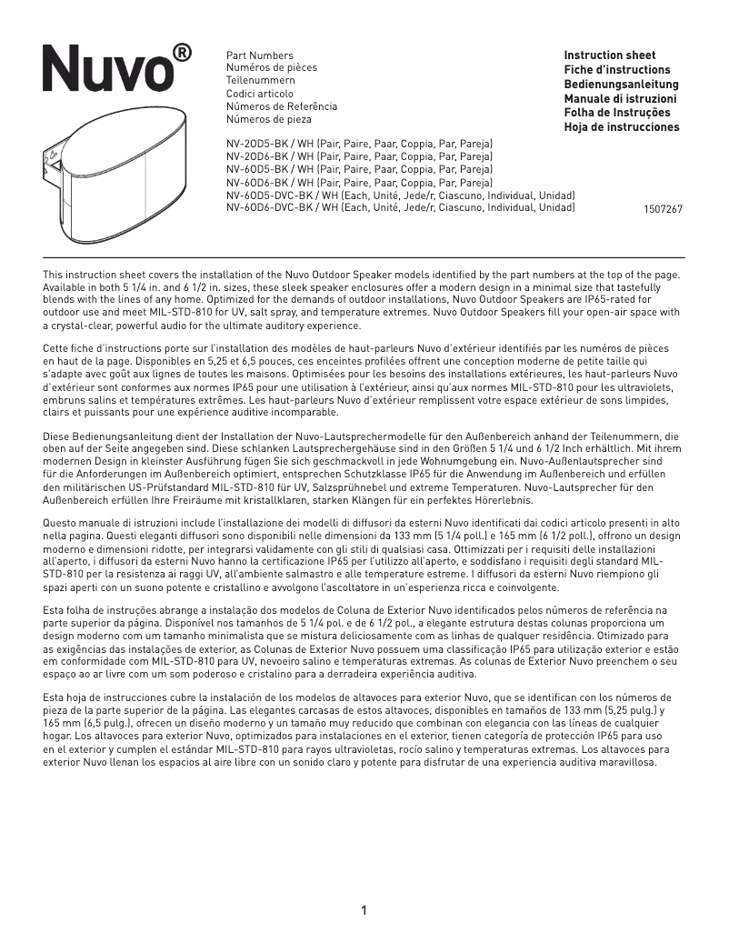 Página 1 del manual Manual de usuario NUVO NV-2OD5-WH