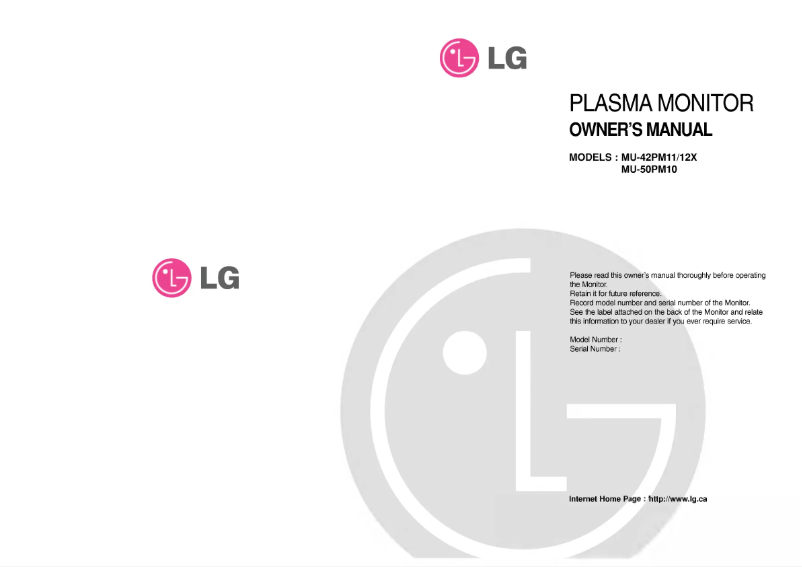 Page n°1 - Manuel utilisateur LG MU-42PM11