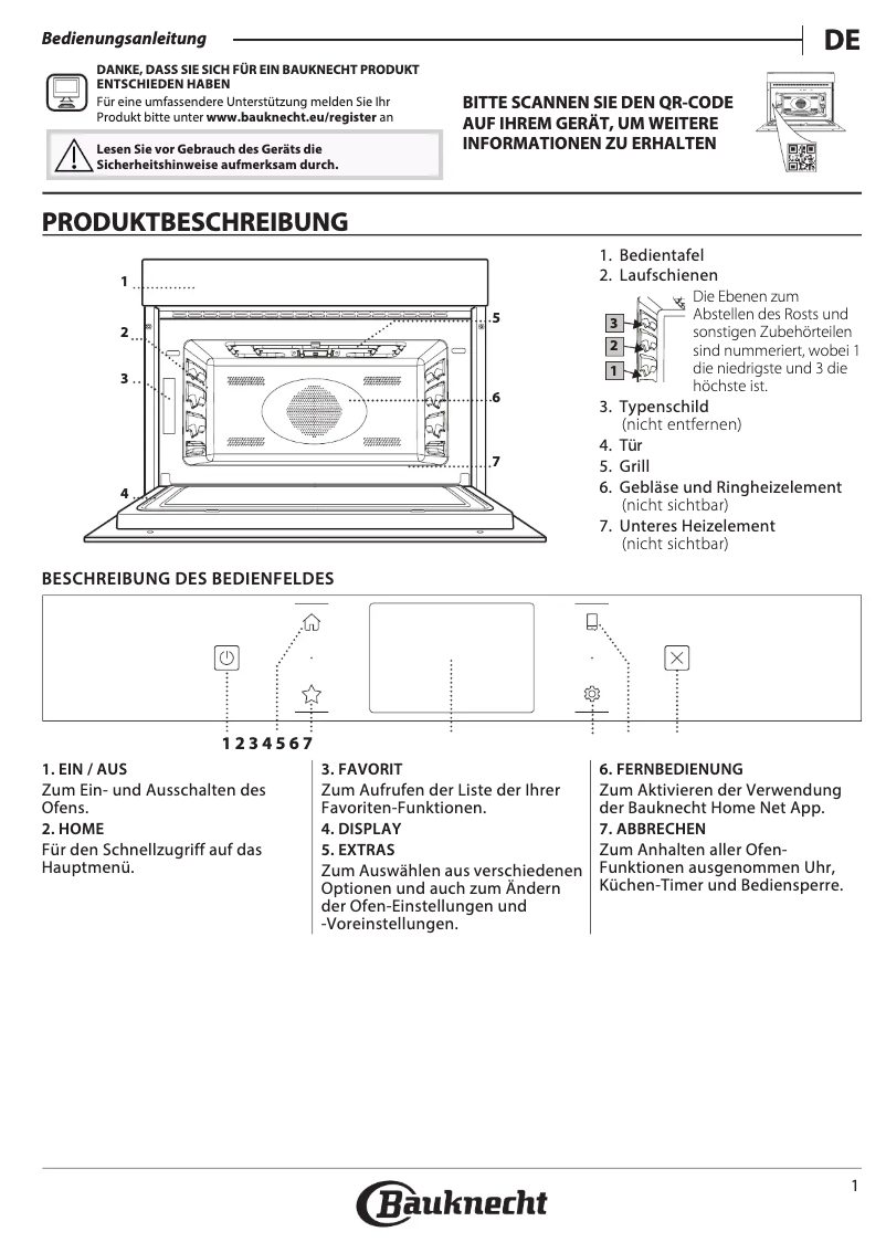Page 1 de la notice Instructions de sécurité Bauknecht EMEK11 F545
