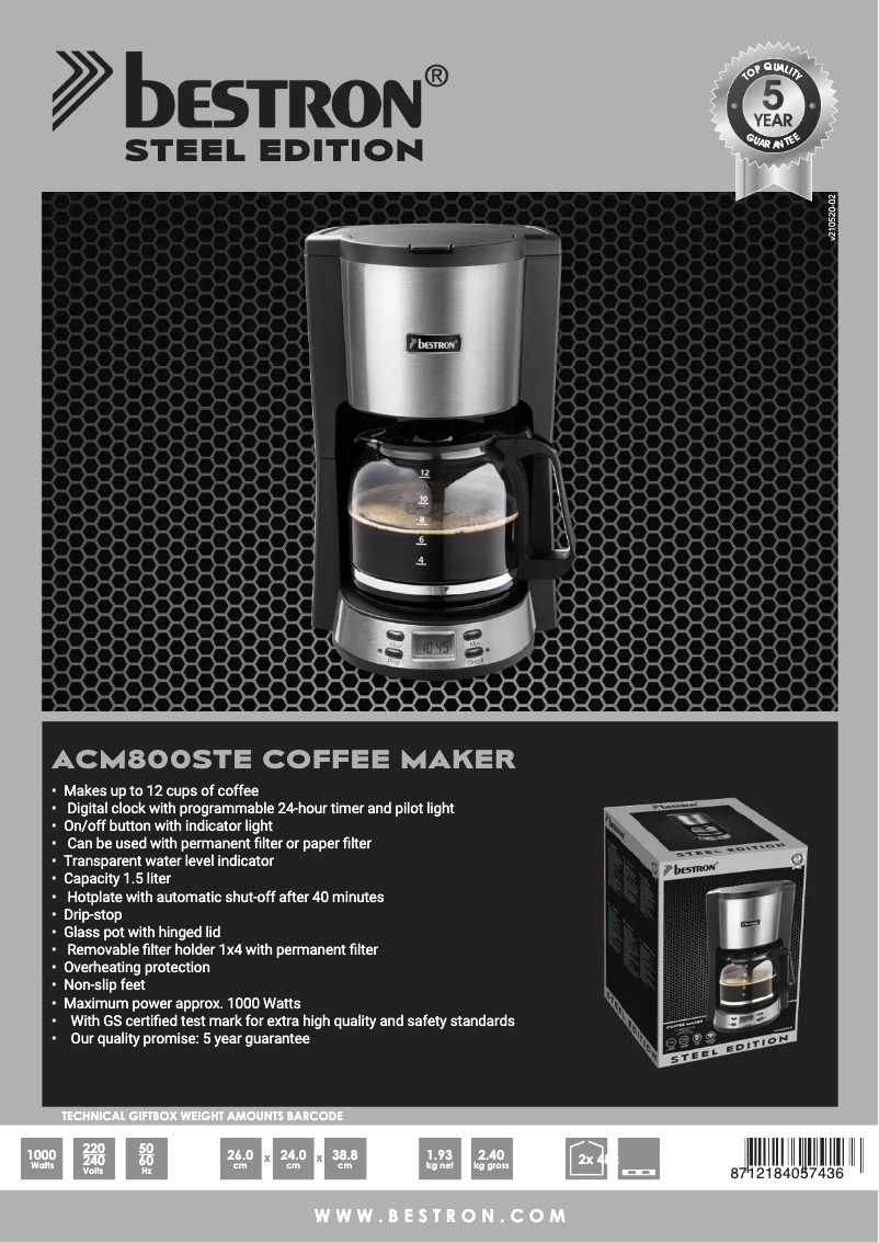 Image de la première page du manuel de l'appareil ACM800STE