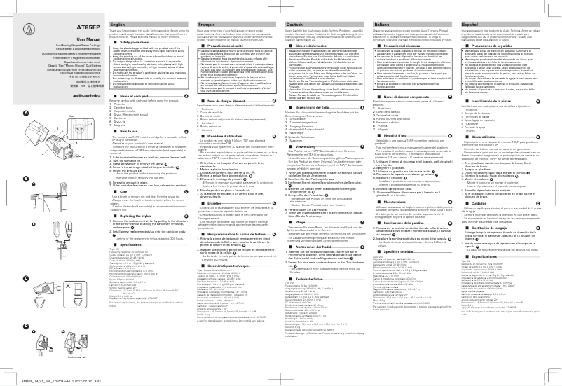 Page 1 de la notice Manuel utilisateur Audio-Technica AT85EP