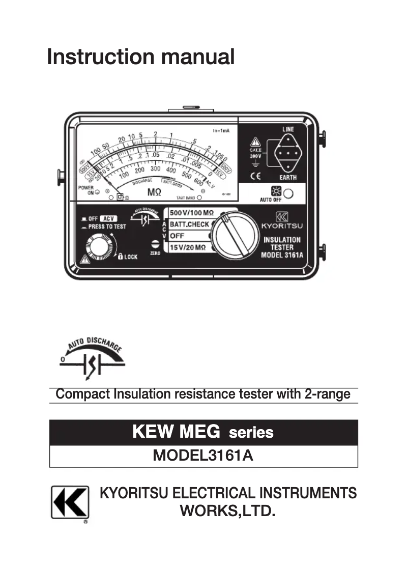 Page n°1 - Manuel utilisateur Kyoritsu 3161A
