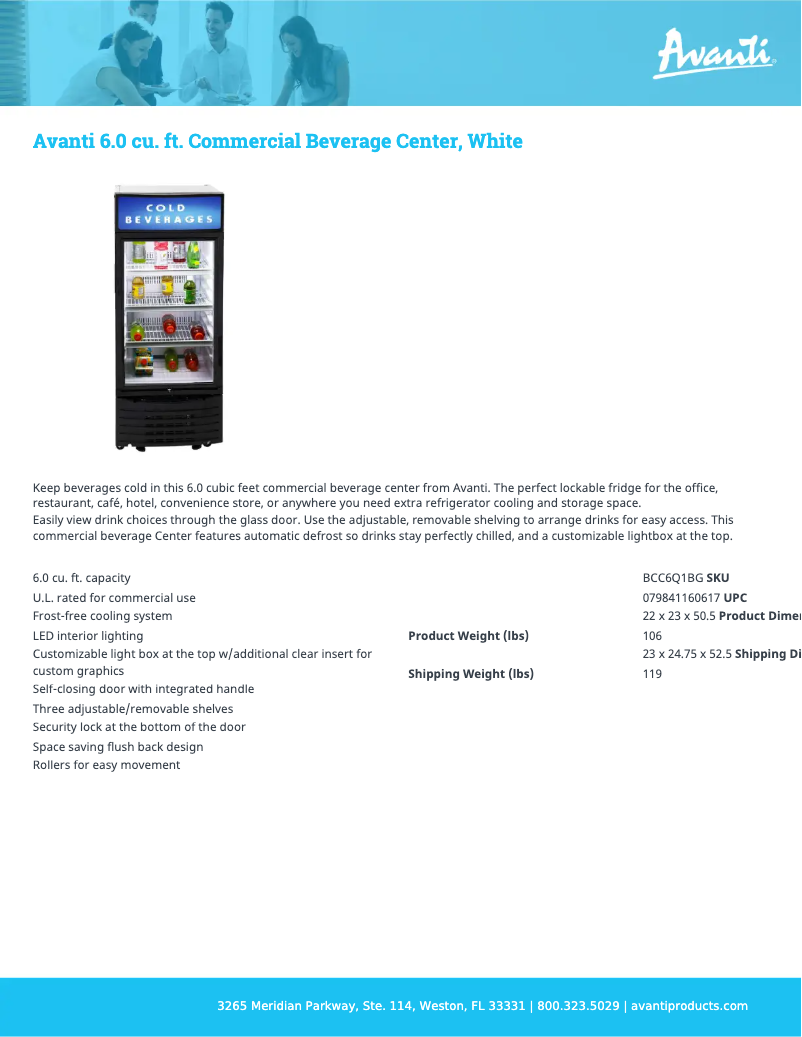 Page n°1 - Fiche technique Avanti BCC6Q1BG